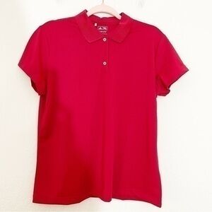 NWT Adidas Climate Short Sleeve Polo Shirt Women Size Large Red